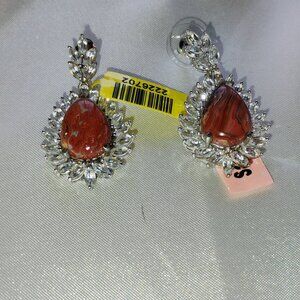 Lace agate and white topaz dangling earrings in sterling eilver